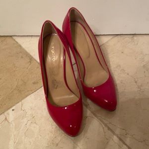 Sergio Rossi patent leather fire red heels
